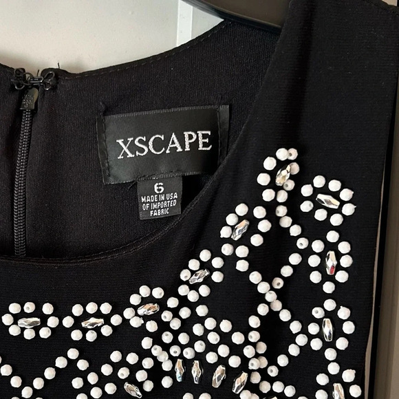 Xscape Women's Sleeveless Black Beaded Dress Size 6 Knee Length, Semi Formal - Picture 8 of 10